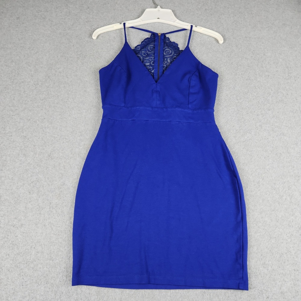 Windsor Mini Bodycon Dress Womens Large Royal Blue Sleeveless V Neck Back Zip